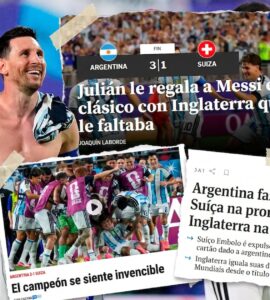 Los medios internacionales celebran el paso de Argentina a semifinales del Mundial, reflejando la pasión y críticas del torneo.