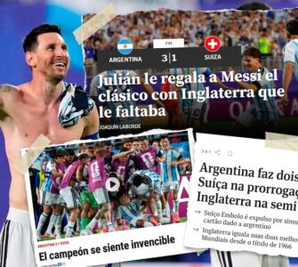 Los medios internacionales celebran el paso de Argentina a semifinales del Mundial, reflejando la pasión y críticas del torneo.