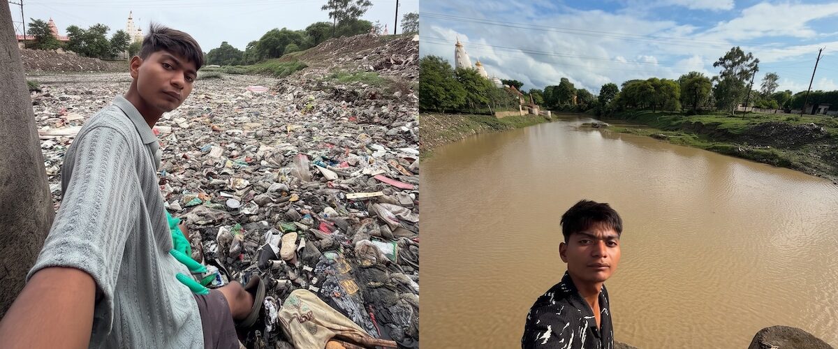 Un joven de 20 años está haciendo olas en las redes sociales por su labor de limpieza de ríos en India.